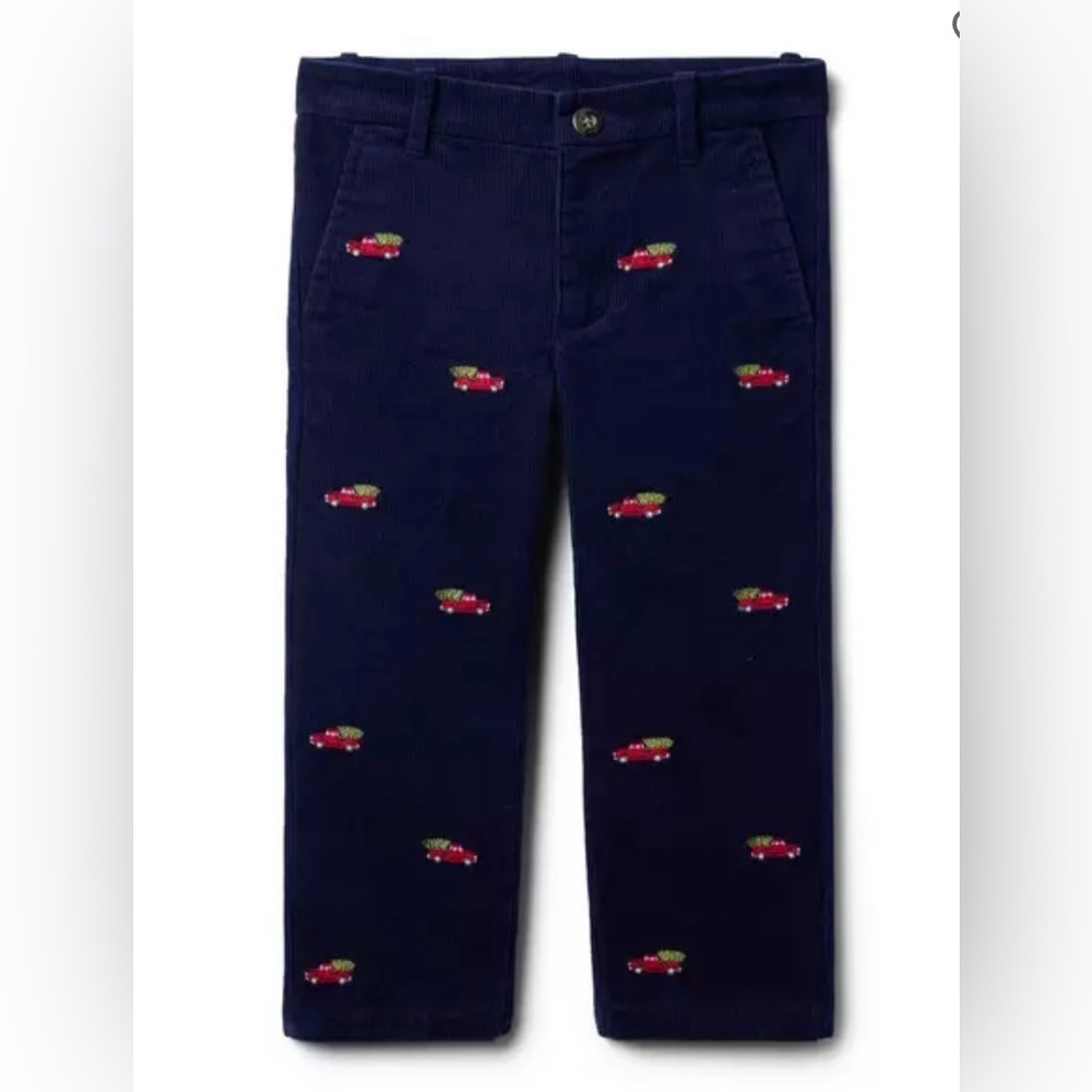 Janie And Jack Boys Holiday Embroidered Corduroy Pants, Size 6